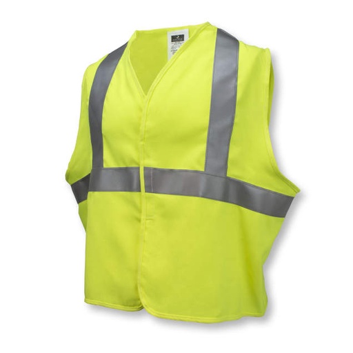 [SV92-M2VGSFR-5X] Vest ASTM F1506 modacrylic FR • Hook & loop • 3M™ Scotchlite FR Tape 8935 • 1 horiz tape • Arc 5.4 Cal • ANSI/ISEA 107 Class 2 Green Solid FR - 5 XLarge