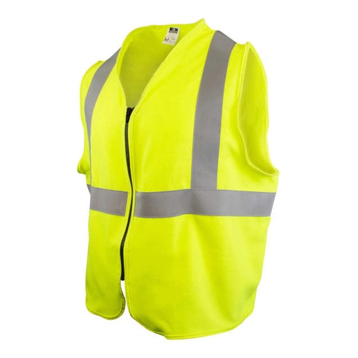 [SV99-M2ZGSFR-M] Vest Category 1 FR, ANSI/ISEA 107 Class 2 • NFPA 2112 / UL Dual Certified FR • Zip Front • FR Reflective Tape • Solid DH Fabric Green Solid Class 2 FR Vest - Medium