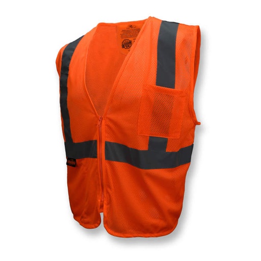 [SV25-2ZOM-3X] Vest D6413 Self Extinguishing Treated Fabric • Zipper Closure • 1 Exterior & 1 Interior Pocket • ANSI/ISEA 107 Type R Class 2 Hi-Vis Orange - Size 3X