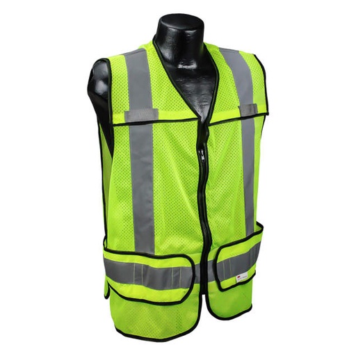 [LHV-5-PC-ZR-R] Vest Micro Mesh Breakaway w/ Adjustable Waist • 2" 3M™ Silver Reflective • Zip-N-Rip Closure • ANSI/ISEA 107 Type P Class 2 Hi-Vis Green - Size R