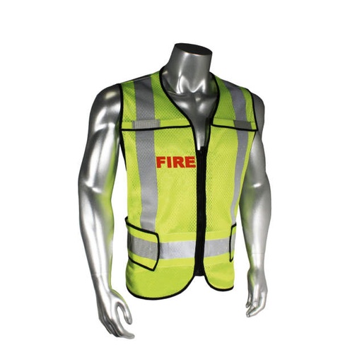 [LHV-5-PC-ZR-FIR-J] Vest Micro Mesh Breakaway w/ Adjustable Waist • 2" 3M™ Silver Reflective • Zip-N-Rip Closure • ANSI/ISEA 107 Type P Class 2 Fire - Black Trim - Green - Size J