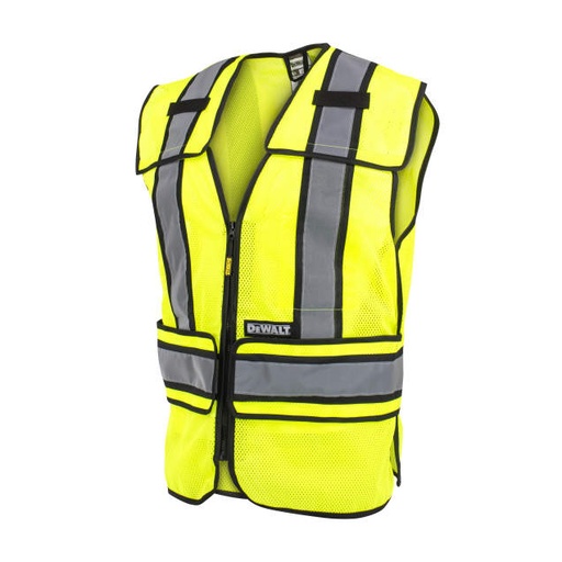 [DSV421-XL/3X] Vest Adjustable Drop Shoulder Breakaway • 100% Poly Mesh • 2 Mic Tabs • 1 Pocket • 2" Reflective Tape w/ Contrast Trim • ANSI/ISEA 107 Type R Class 2 Hi-Vis Green - Size XL/3X