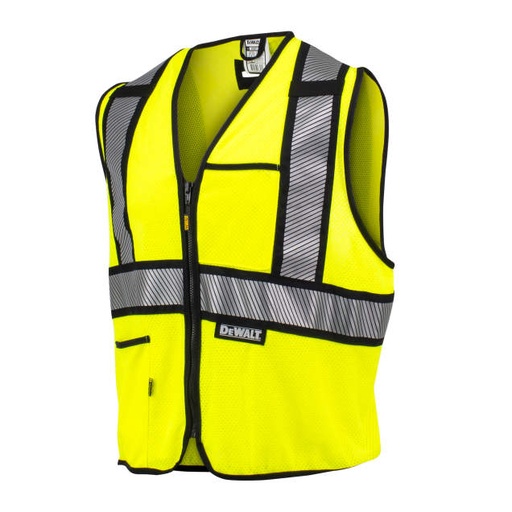 [DSV971-L] Vest ASTM F1506 FR Mesh • Arc Rating 5.1 Cal/CM2 • 2 Mic Tabs • 2" 3M Segmented Tape w/Contrast Trim • ANSI/ISEA 107 Type R Class 2 • USA Hi-Vis Green - Size L
