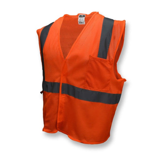 [SV2OM5X] Vest 2" Tape • 1 Horizontal Tape • Hook & Loop Closure • 2 Pockets • ANSI/ISEA 107 Type R Class 2 Hi-Vis Orange - Size 5X