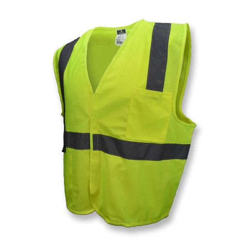 [SV2GS4X] Vest 2" Tape • 1 Horizontal Tape • Hook & Loop Closure • 2 Pockets • ANSI/ISEA 107 TYPE R CLASS 2 Hi-Vis Green - Size 4X