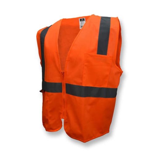 [SV2ZOSXL] Vest 2" Tape • 1 Horizontal Tape • Zipper Closure • 2 Pockets • ANSI/ISEA 107 TYPE R CLASS 2 Hi-Vis Orange - Size XL