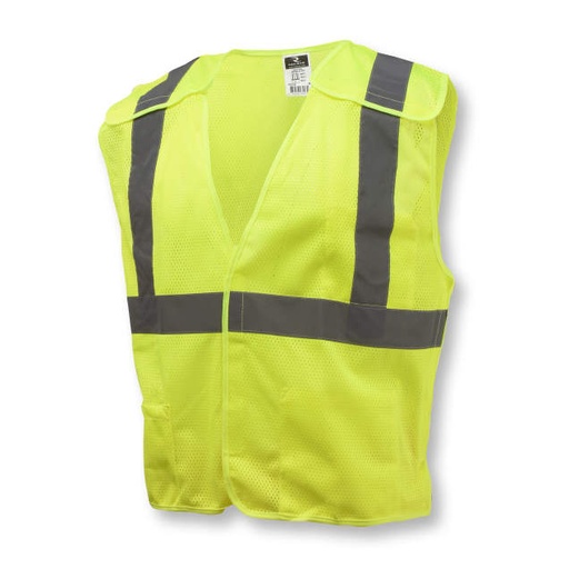 [SV4GMM] Vest 5 pt. Breakaway • 2" Tape • 1 Horizontal Tape • Hook & Loop Closure • 1 Exterior & 2 Interior Pockets • ANSI/ISEA 107 Type R Class 2 Hi-Vis Green - Size M