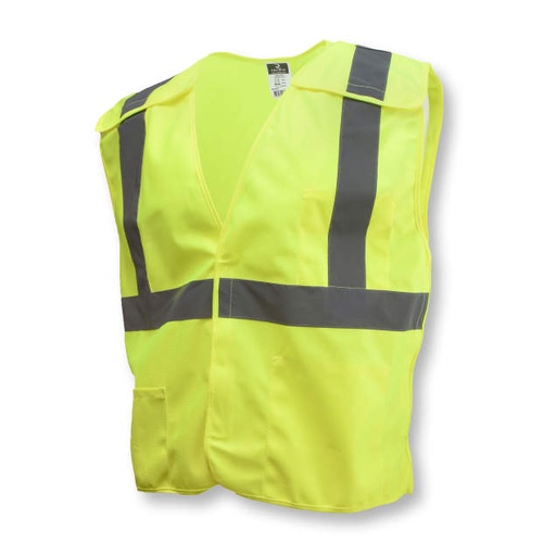 [SV4GS4X] Vest 5 pt. Breakaway • 2" Tape • 1 Horizontal Tape • Hook & Loop Closure • 1 Exterior & 2 Interior Pockets • ANSI/ISEA 107 TYPE R CLASS 2 Hi-Vis Green - Size 4X