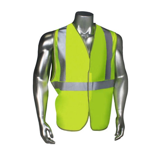 [LHV-6ANSI-M] Vest Lightweight Micro Mesh, 2" 3M™ Reflective Stripes, Hook & Loop Closure, Silver Trim, ANSI/ISEA 107 Type R Class 2 Hi-Vis Green - Size M