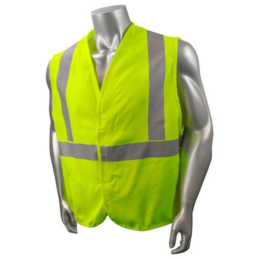 [SV92E-2VGS-L] Vest NFPA 70e CAT 1 • ATPV: 5.5 • Hook & Loop Closure • 3M® Reflective Tape • ASTM F1506 • ANSI/ISEA 107 Type R Class 2 Hi-Vis Green - Size L
