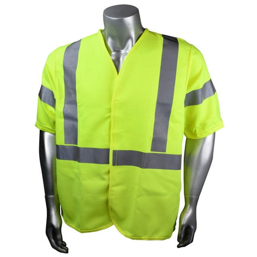 [SV92E-3VGSFR-L] Vest NFPA 70e CAT 1 • ATPV: 5.5 • Hook & Loop Closure • 3M® Reflective Tape • ASTM F1506 • ANSI/ISEA 107 Type R Class 3 Hi-Vis Green - Size L