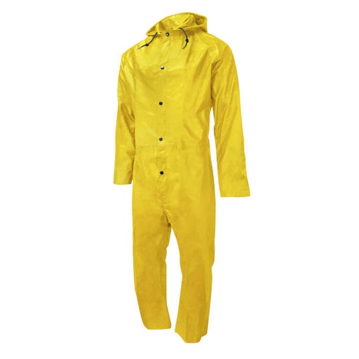 [35001-50-2-YEL-4X] Coverall with Attached Hood • Snap Front Closure • Raglan Shoulder Design Safety Yellow - Size 4X