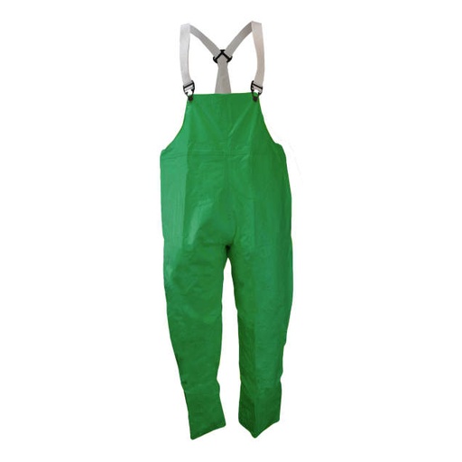 [35001-12-1-GRN-S] Bib Front Coverage • Adjustable Elastic Suspenders • Non-Conductive Snap Closures that Fasten Suspenders onto Garment Green - Size S