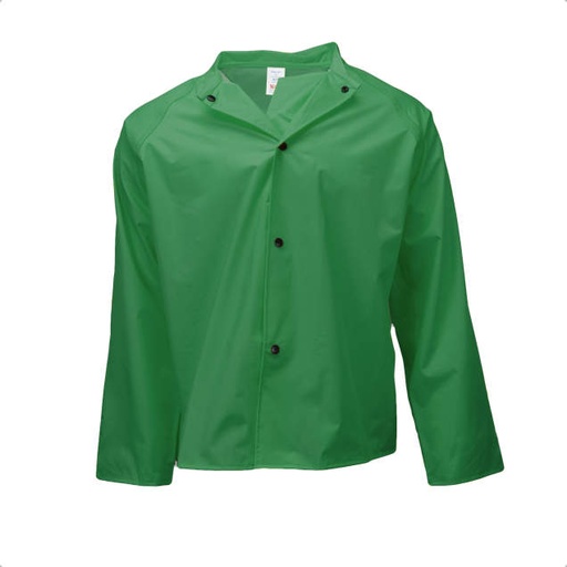 [77001-01-1-GRN-M] Jacket is Minimum of 30” Long • Non-Conductive Snap Front Closure with Storm Flap • Stand-Up Collar with Snaps for Detachable Hood Green - Size M