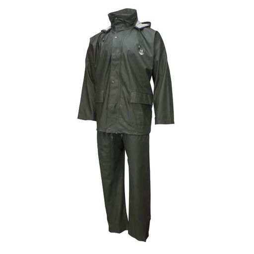 [MM030-55-1-GRN-S] Marshlander Marine Rain Suit • Attached Hood Jacket • Elastic Trouser Green - Size S