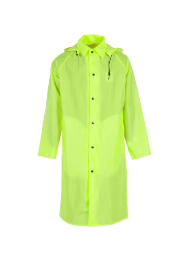 [UN475-33-1-LIM-M] 48” Long Coat • Leaf Collar with Snaps for Detachable Hood • Raglan Shoulder Design • Slash Openings with Pockets on Each Side Lime - Size M