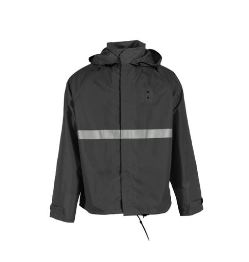 [UN091-00-1-BLK-XS] Deluxe 32” Motorcycle Jacket • Tuck Away Hood • Zipper Front Closure • Storm Flap with Snaps and Hook and Loop Closure Black - Size XS