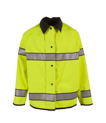 [UN5010-03-2-LBK-4X] ANSI/ISEA Type P Class 3 • 2” Silver Reflective Tape Wtih Black Trim • Reversible Jacket with Badge Tab Hi-Vis Lime/Black - Size 4X