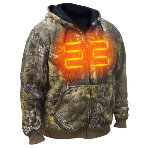 [DCHJ074D1-M] RealTree® XTRA Camouflage fleece outer shell • Thermal waffle knit-lined torso & hood • Heavyweight, durable, wind resistant Camo Jacket w/ Battery - Size M