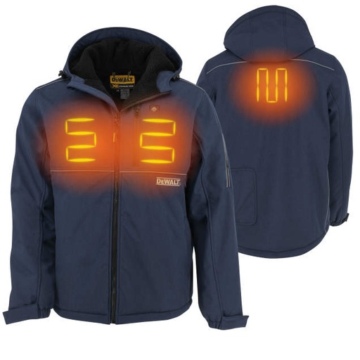 [DCHJ101D1-M] Kit includes (1) Jacket, DCB203 20V MAX Lithium-Ion Battery (2.0 Ah), Charger and DCB092 USB Power Adapter Navy Soft Shell Jacket w/ Battery - Size M  (Available Fall 2022)