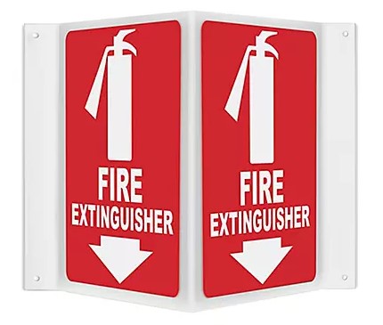 [PWS-12] FIRE EXTINGUISHER WITH ARROW POINTING DOWN - PROJECTING WALL SIGN, 6X12, Acrylic EACH