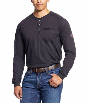 ***Item Discontinued-Limited Quantities*** MNS FR AIR HENLEY LS TOP - BLACK