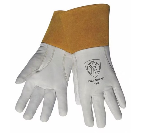 [1338XL] Tillman Top Grain Goatskin Unlined TIG Glove with 4" split cowhide cuff, Reinforced thumb, and GlidePatch