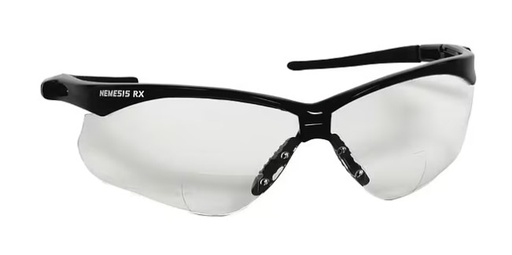 [28618] KleenGuard™ Nemesis™ Safety Glasses, black frame, hardcoated clear lens 1.0 readers 12/box  