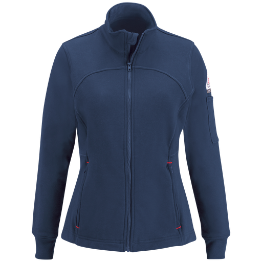 Jacket, Women, Full Zip Front Fleece Cotton/Spandex Blend - CAT 2, Navy, SEZ3NV