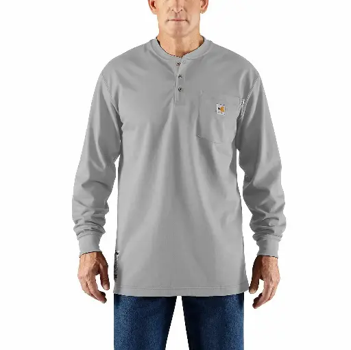 Carhartt Men's FR Force Cotton Pocket Lightweight Long-Sleeve Henley