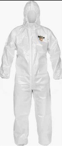 Coverall - Lakeland ChemMax 2. Chemical coverall with heat-sealed seams and attached hood. Saranex 23P film for additional protection.6/case 
