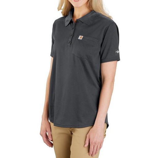 [106663-029-L] Polo, Women's Force Relaxed Fit Lightweight Short-Sleeve Pocket Polo, Shadow, Large