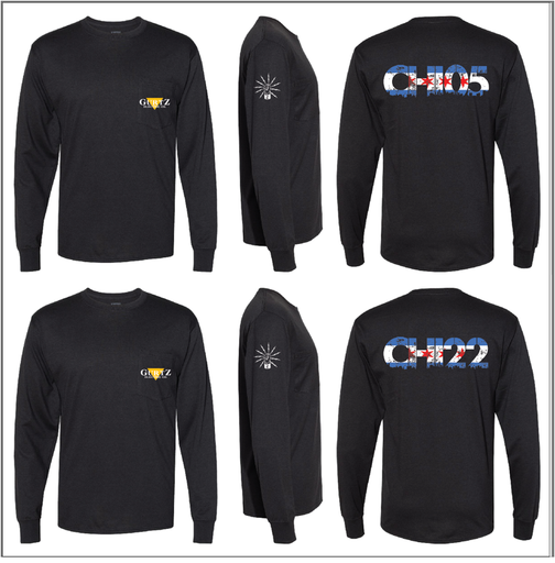 Gildan 50/50 Long Sleeve Black Shirt- no pocket with Gurtz Logo/Graphic