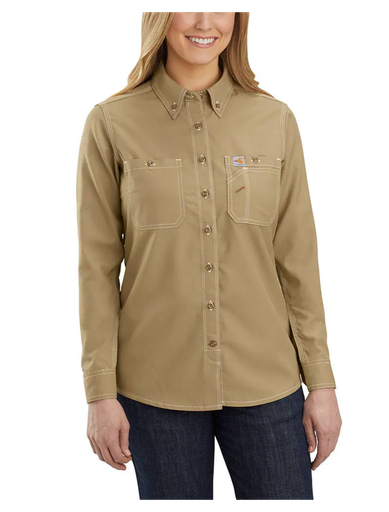 Carhartt Women's FR Force Relaxed Fit Lightweight Long-Sleeve Button-Front Shirt