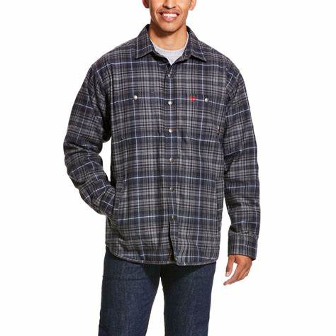 ***Item Discontinued-Limited Quantities*** Ariat Men's FR Monument Shirt Jacket - Grey Plaid