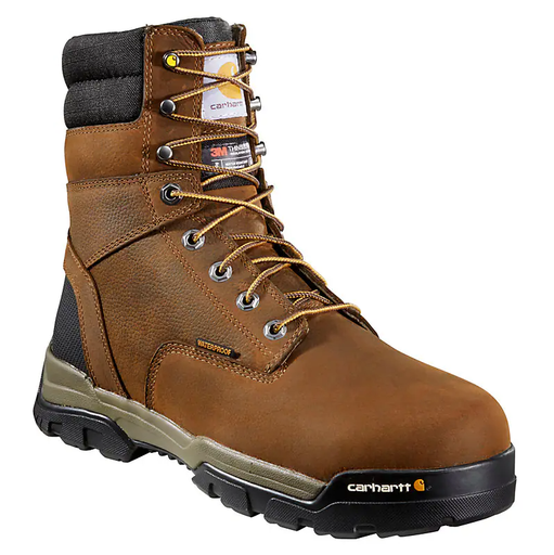 Boots, Carhartt -Ground Force Waterproof Insulated 8" Composite Toe Work Boot Bison Brown Oil Tan.