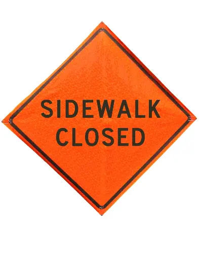 [RKS-36-SIDEWALK CLOSED] Mesh Roll-Up Sign, Sidewalk Closed, 36"x36"