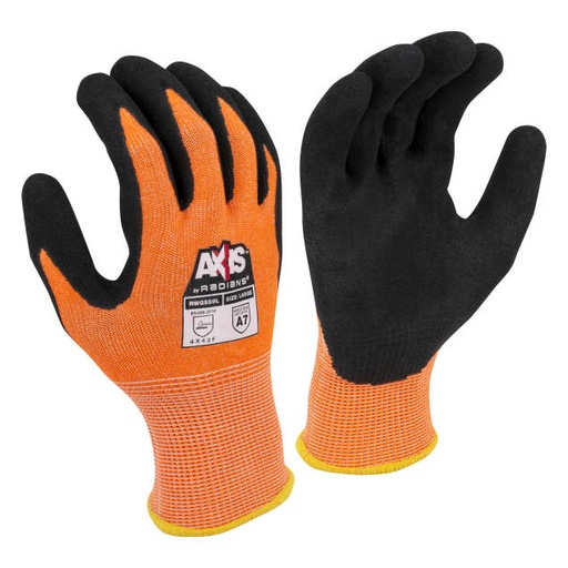 Glove ANSI Cut Level A7 • 13 Gauge Knitted HPPE Shell w/ Fiberglass & Stainless Steel • Black Sandy Nitrile Coating • EN388: 4 X 4 3 F DOZEN