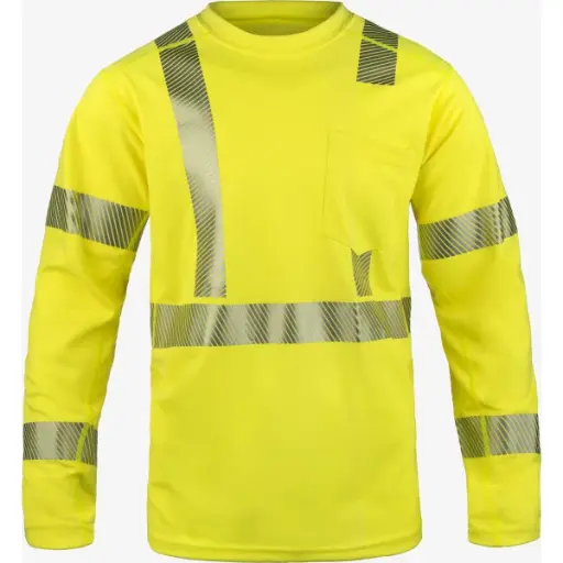 Shirt - FR knit shirt. Base layer in Lakeland FR layering system. Hi-visibility with reflective trim. 
