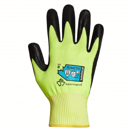 Glove, Hi Viz Knit w/Nitrile Palm, Touchscreen 