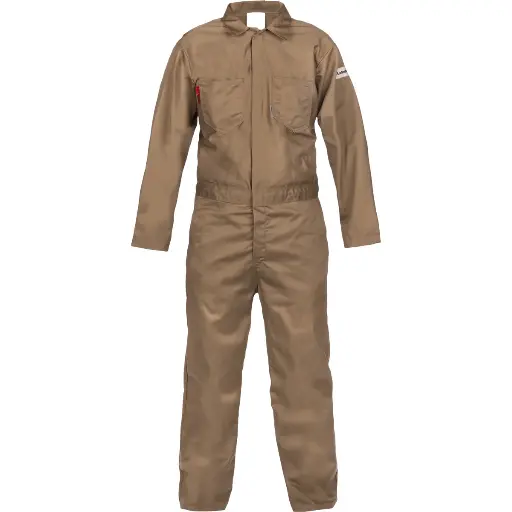 Coverall - Featuring a light weight and dual-certified 7 oz. 100% FR cotton - Variants FRC20 - Tan