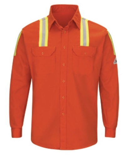 Men's Midweight FR Enhanced Visibility Uniform Shirt with Silver/Yellow Striping