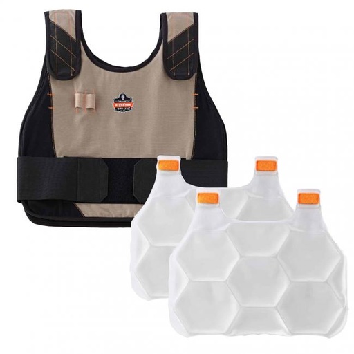 Chill-Its 6215 Premium FR Phase Change Cooling Vest with Rechargeable Packs - Khaki or Orange