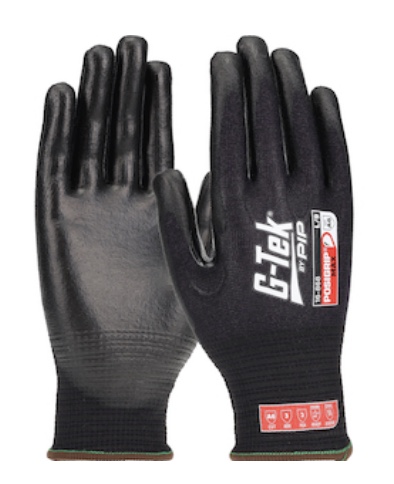 PIP 16-868 G-Tek® PosiGrip MAX™ - Seamless Knit PolyKor® Blended Glove with PosiGrip MAX™ Coating with Reinforced Thumb - Touchscreen Compatible- ANSI Cut Level: A6 ANSI - Abrasion Level: 3 - ANSI Puncture Level: 3