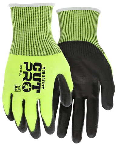 9273PU - MCR Safety CutPro® - 13 Gauge HyperMax® Shell - Hi Vis Cut Resistant Work Gloves