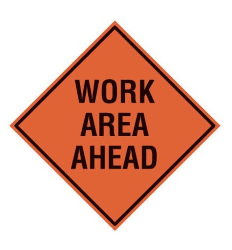 [RKS-36-WAA] Mesh Roll-Up Sign, Work Area Ahead, 36"x36"