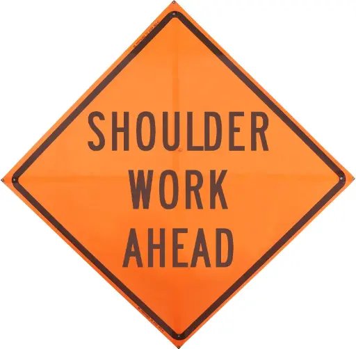 [RKS-36-SHWA] Mesh Roll-Up Sign, Shoulder Work Ahead, 36"x36"