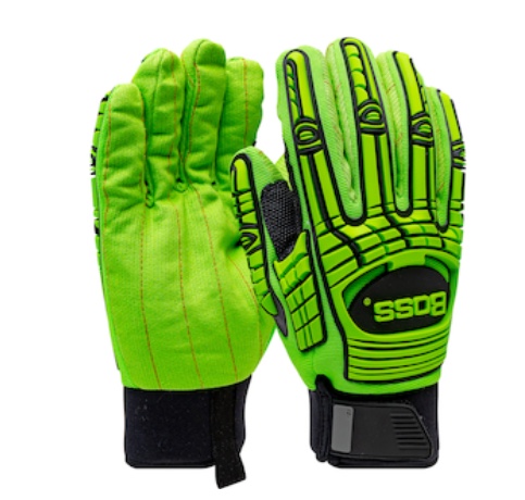 120-MP2101W - Boss® Green Corded Cotton Palm and Spandex Back with TPR Impact Protection - Insulated & Waterproof