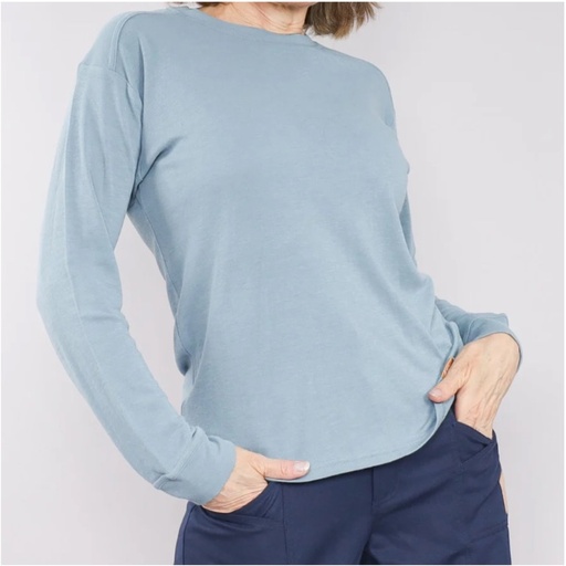 Womens Long Sleeved FR Shirt - Smoke Blue & White Onyx (Light Grey)